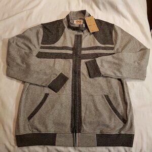 American Exchange men's sweater 2XL full zip up gray & black, NWT